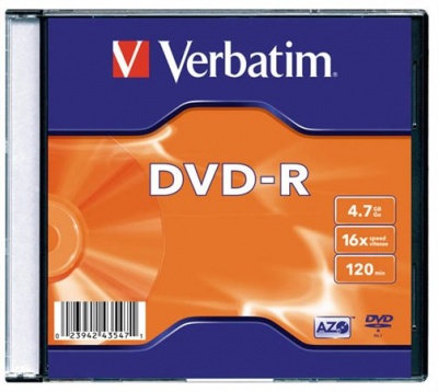 DVD-R lemez, AZO, 4,7GB, 16x, 1 db, vékony tok, VERBATIM