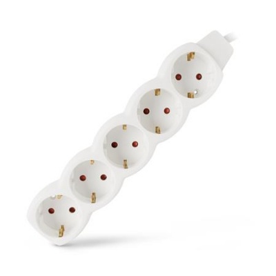 Elosztósor, 5 aljzat, 1,5 m, ENTAC, fehér