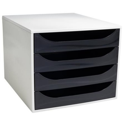 Irattároló, műanyag, 4 fiókos, EXACOMPTA "Ecobox Office", szürke-fekete