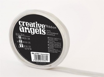 Szatén szalag, 12 mm x 32 m, ezüst