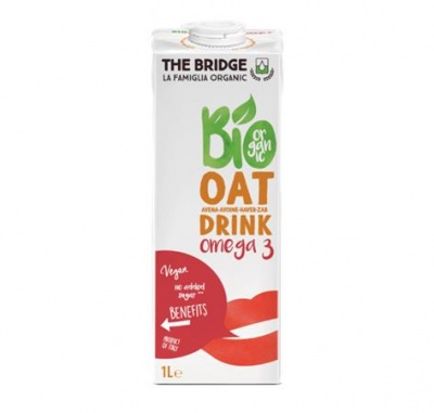 Növényi ital, gluténmentes, bio, dobozos, 1 l, THE BRIDGE, Omega 3, zab