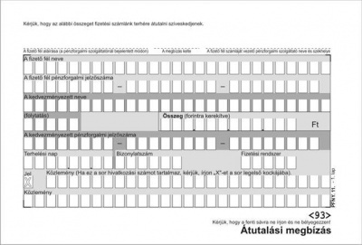 Nyomtatvány, átutalási megbízás, kézi, 500x2, A6, VICTORIA PAPER "PFNY 11"